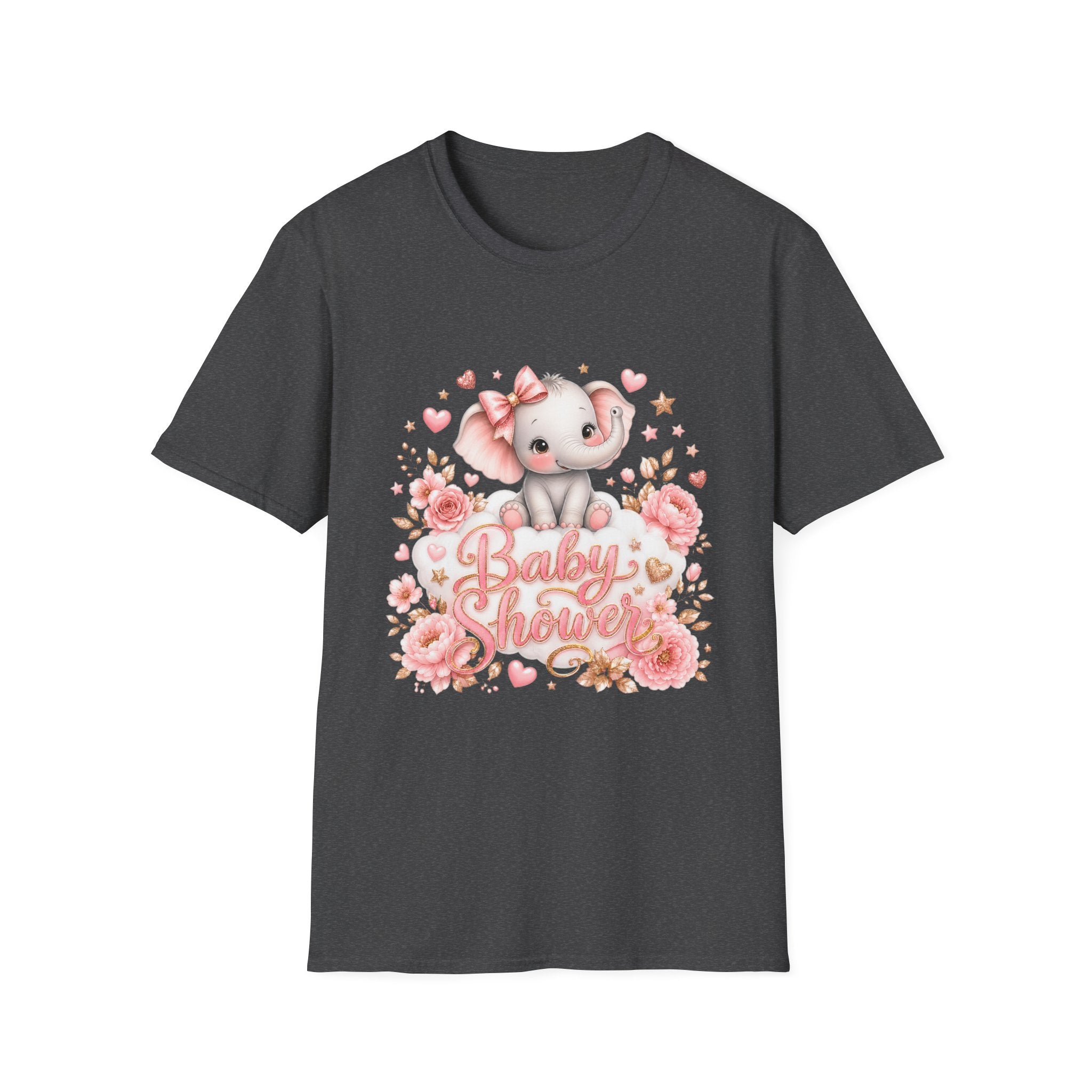 Baby Shower Elephant T-Shirt — Cute Pink Floral Baby Shower Tee
