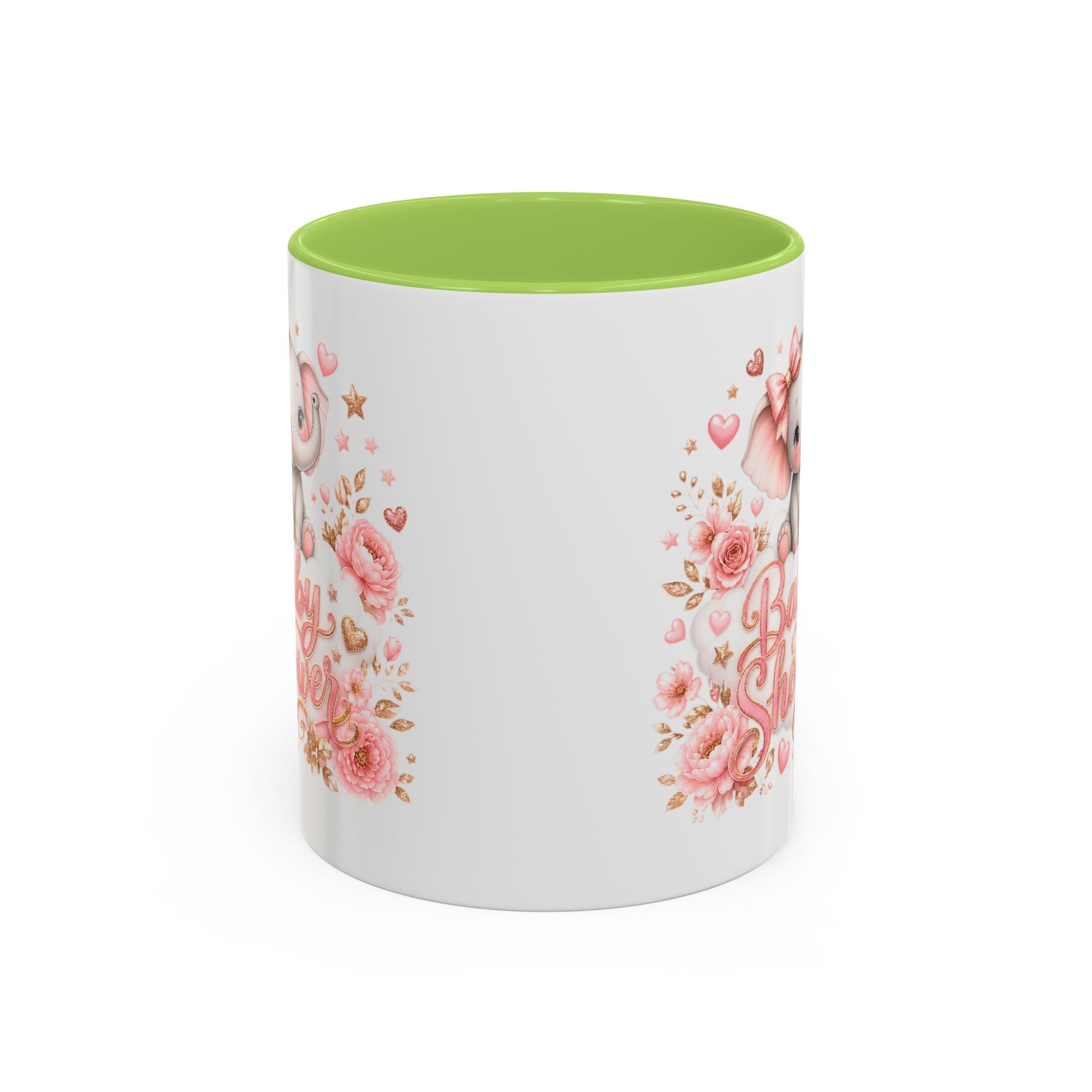 Baby Shower Coffee Mug – Cute Pink Elephant Floral 11/15oz Accent Mug