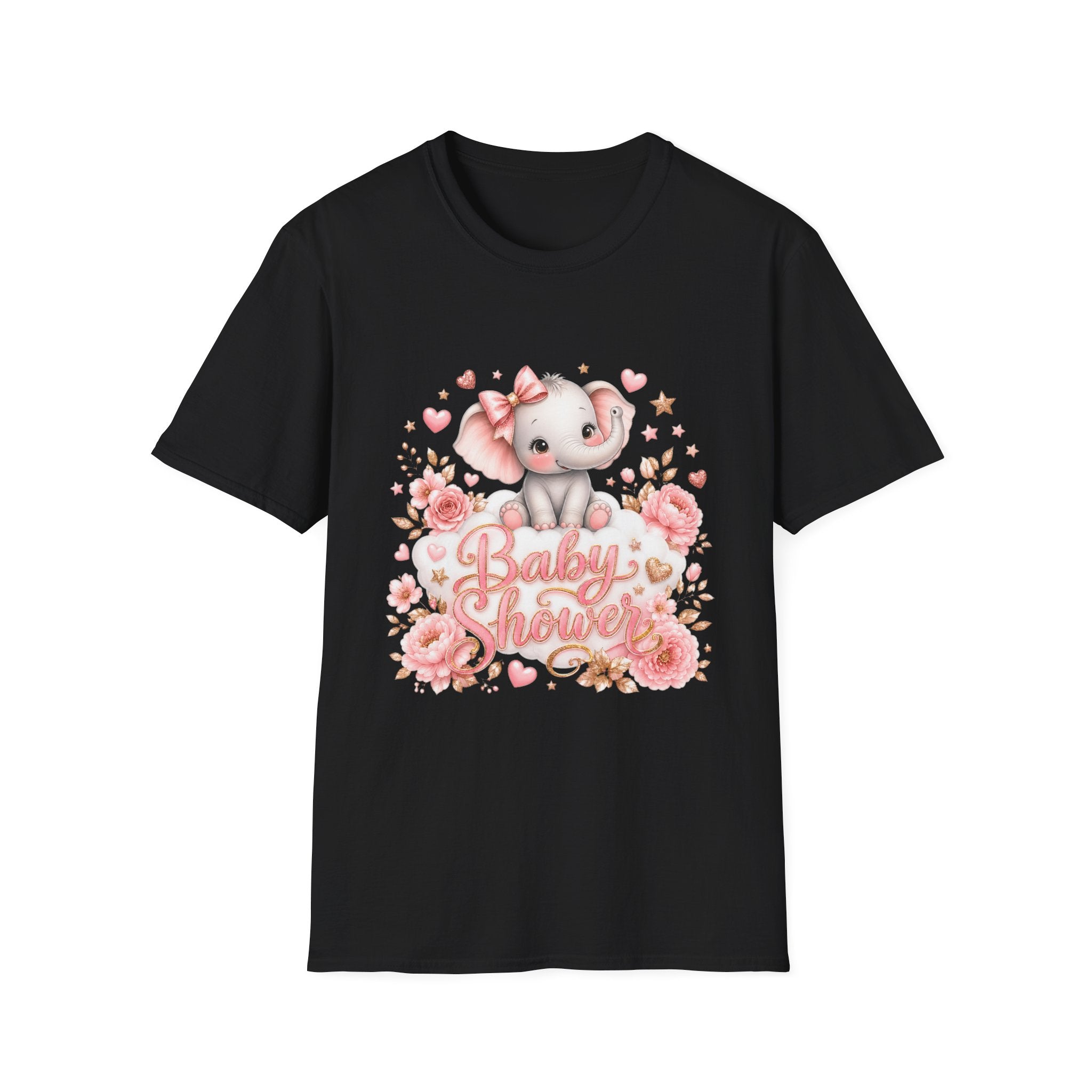 Baby Shower Elephant T-Shirt — Cute Pink Floral Baby Shower Tee