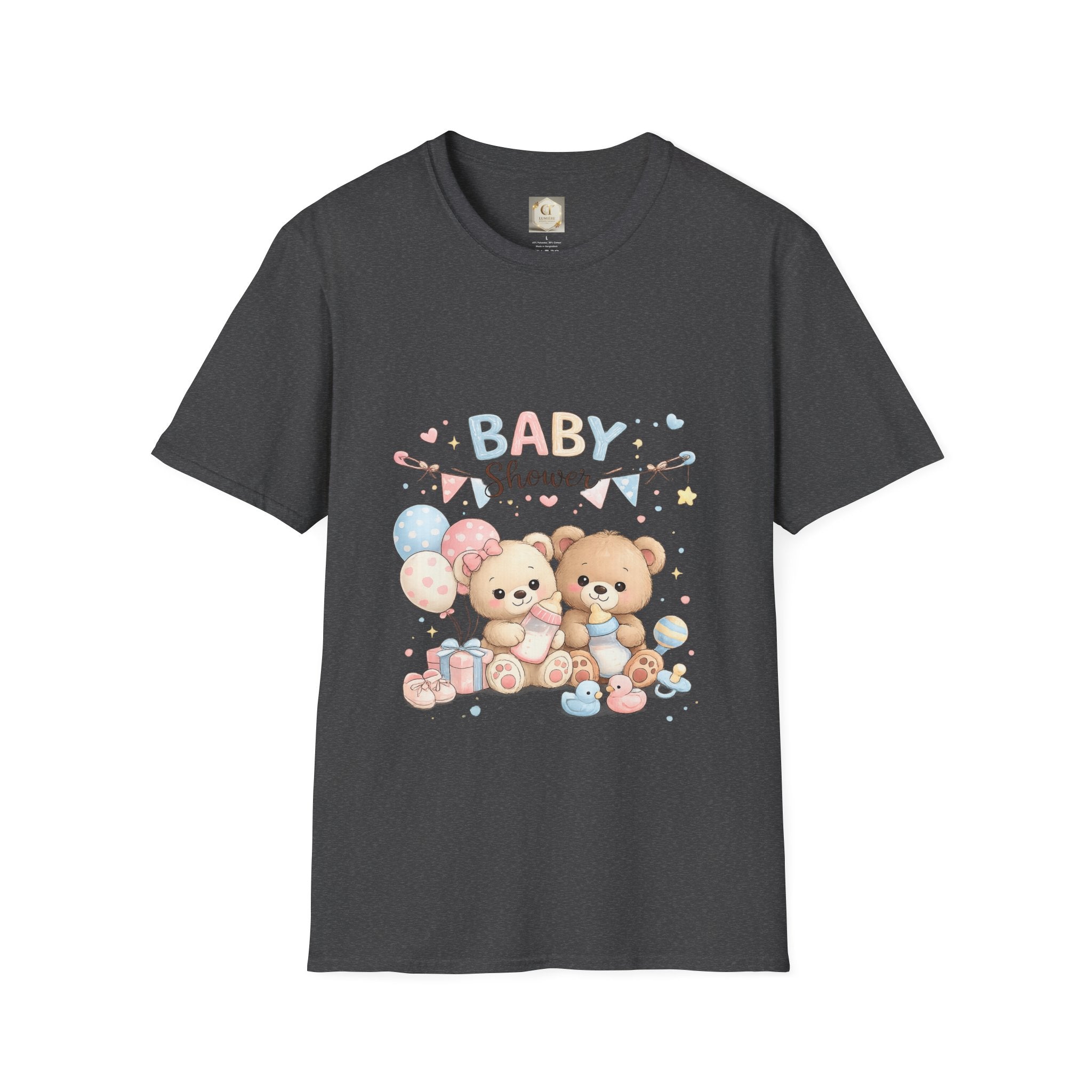 Baby Shower T-Shirt — Cute Teddy Bears & Balloons Design
