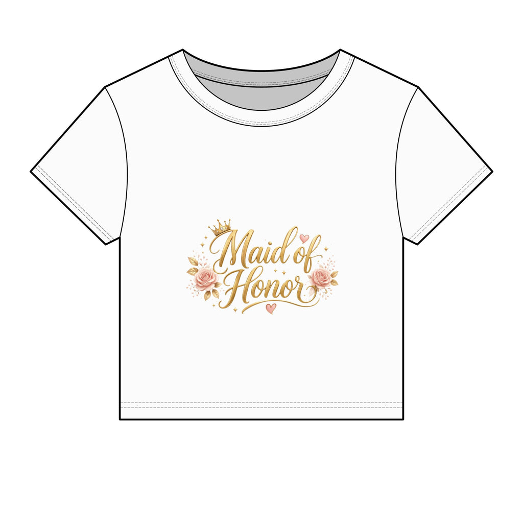 "Maid of Honor" Crop T-Shirt – Floral & Subtle Gold Edition