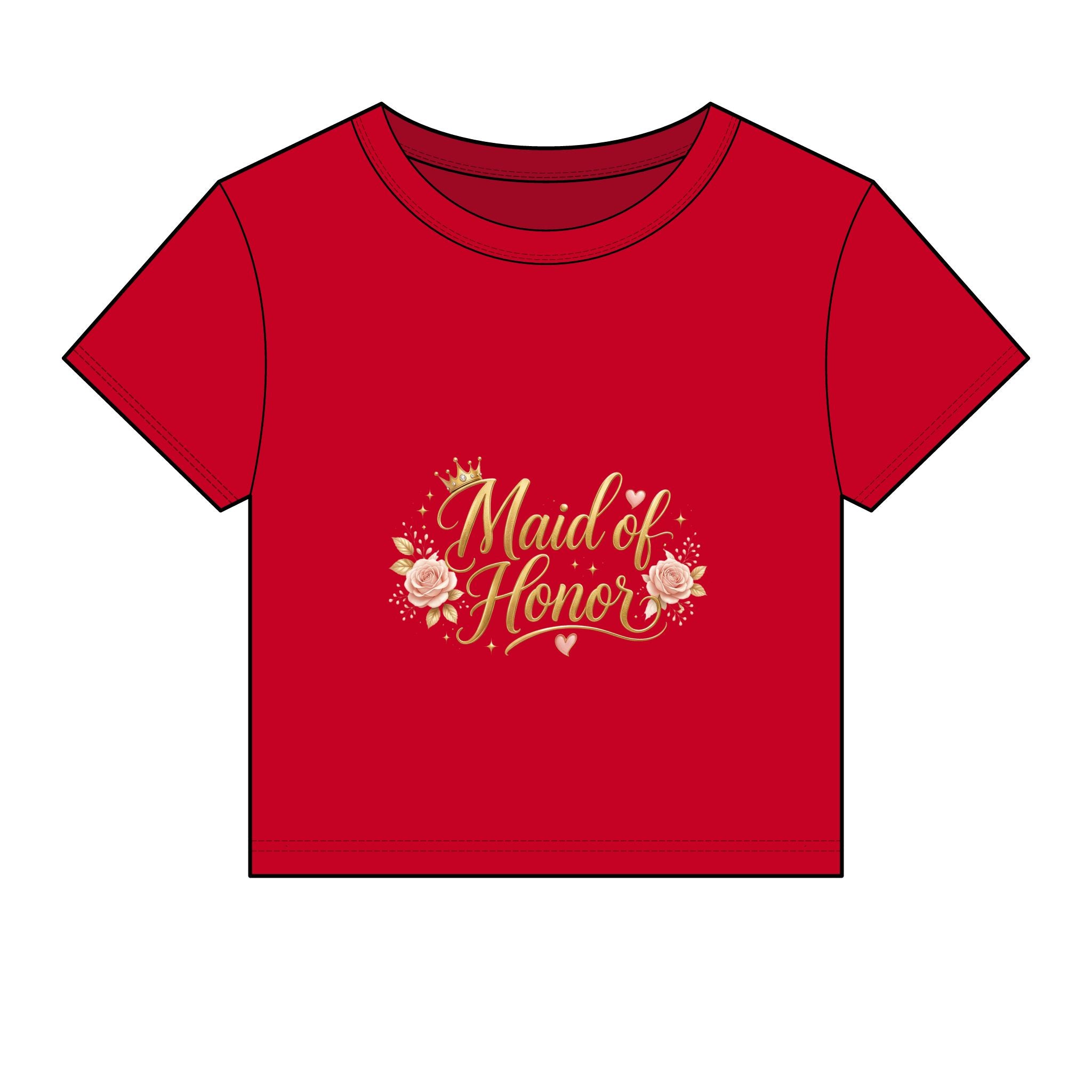 "Maid of Honor" Crop T-Shirt – Floral & Subtle Gold Edition