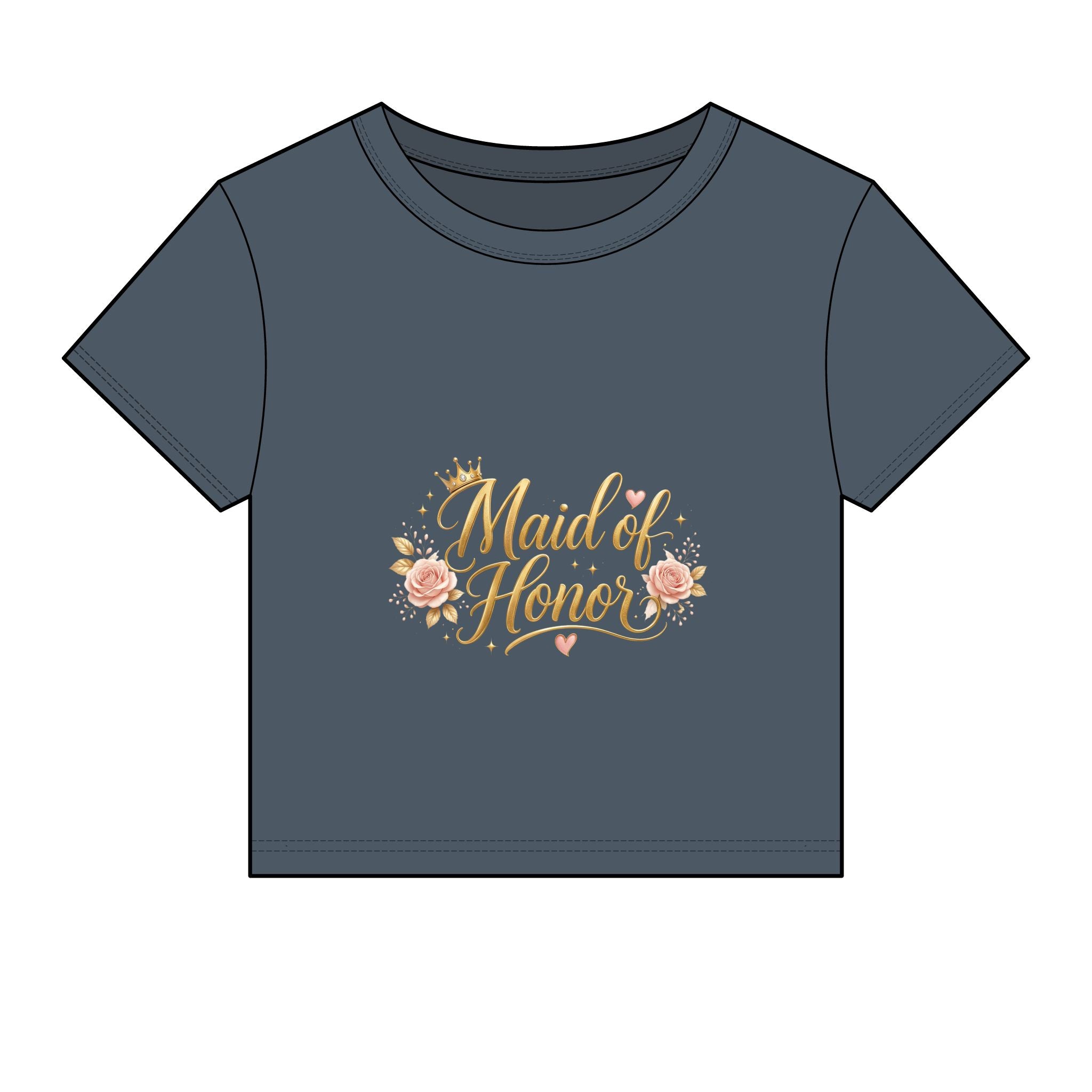 "Maid of Honor" Crop T-Shirt – Floral & Subtle Gold Edition