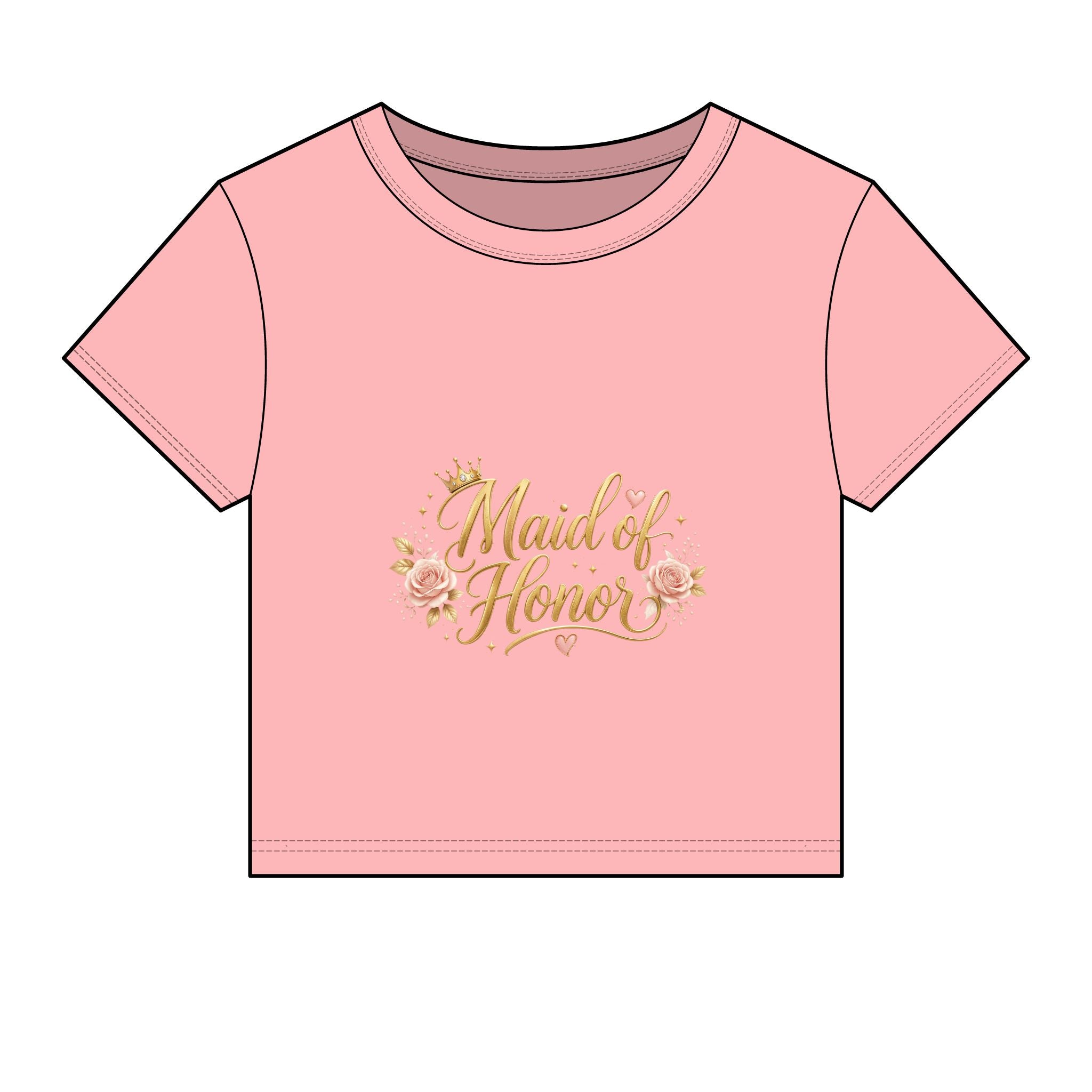 "Maid of Honor" Crop T-Shirt – Floral & Subtle Gold Edition