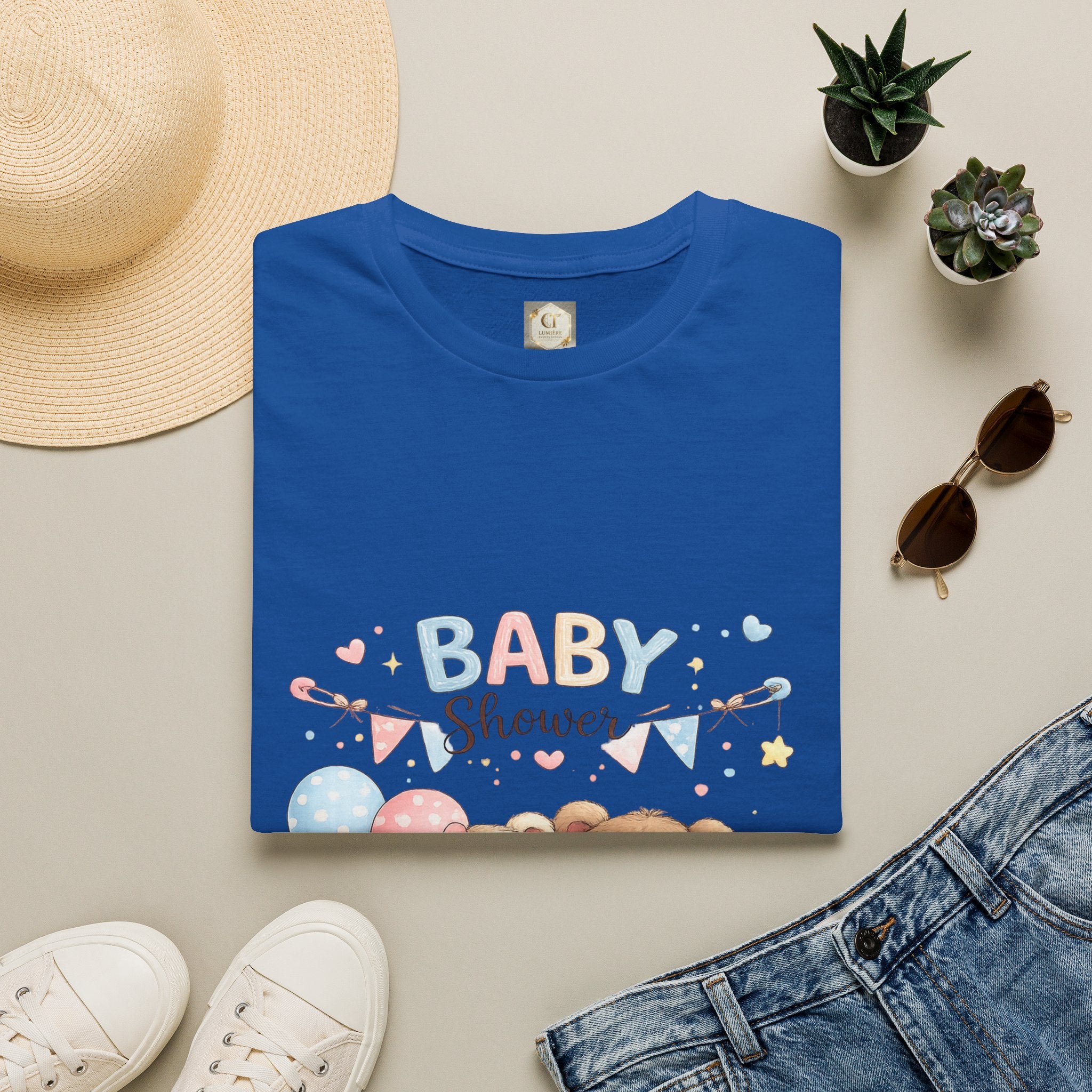 Baby Shower T-Shirt — Cute Teddy Bears & Balloons Design