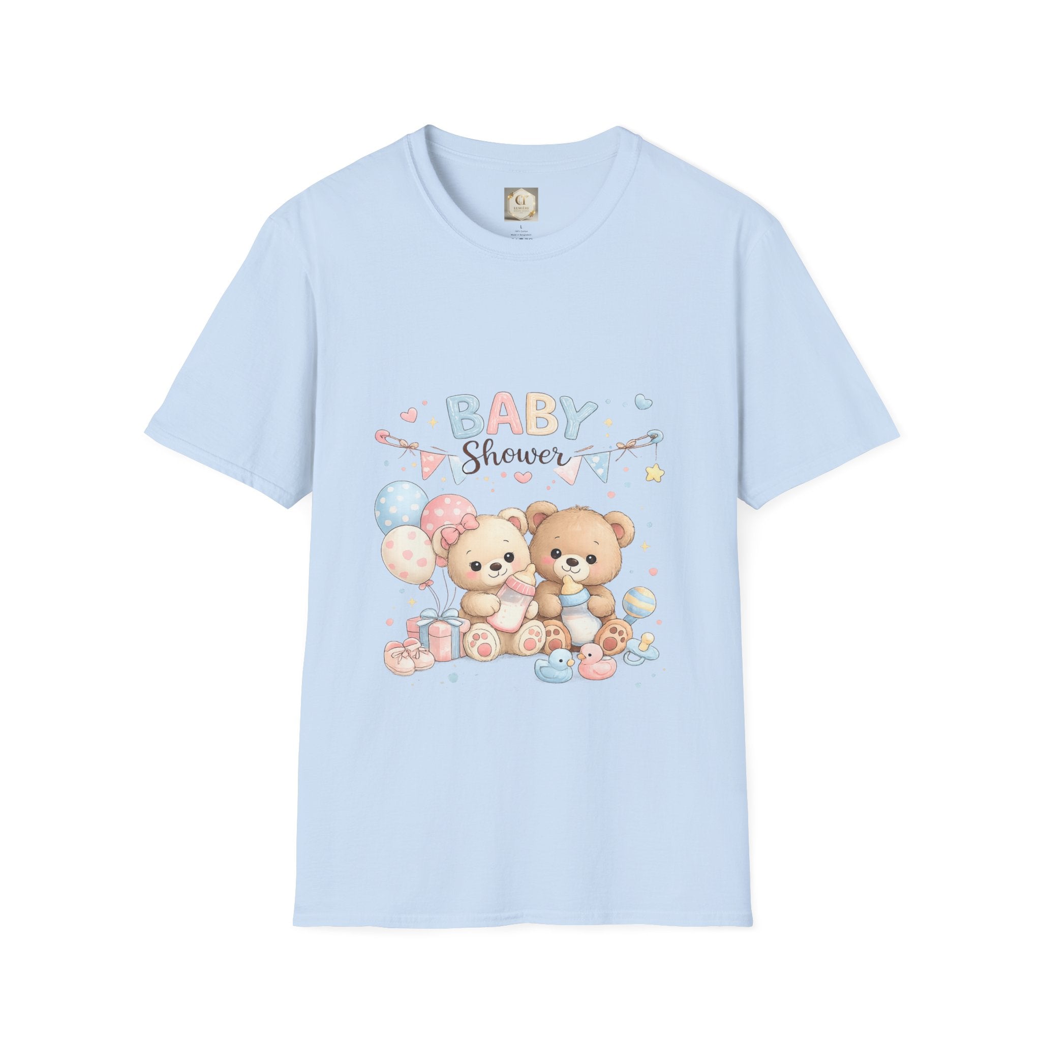 Baby Shower T-Shirt — Cute Teddy Bears & Balloons Design