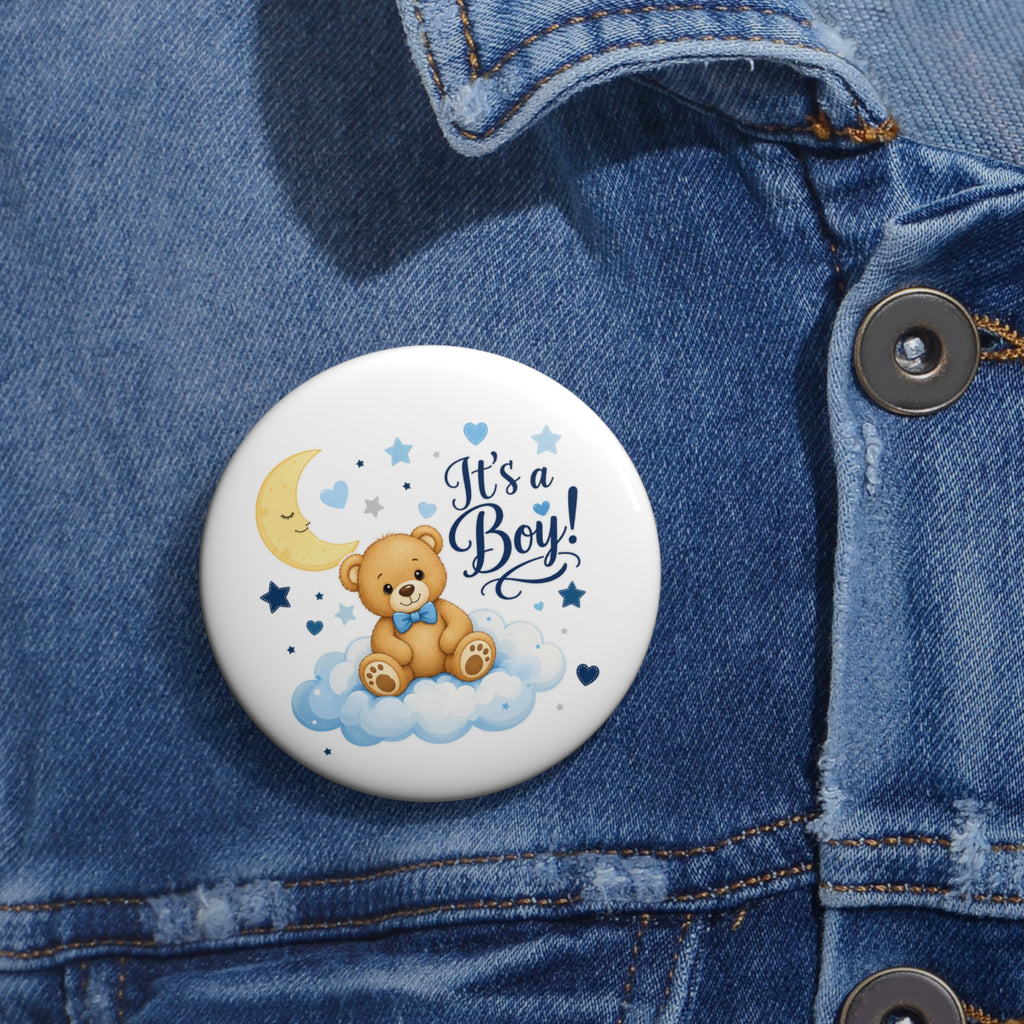 Custom Baby Announcement Pin Button - It's a Boy!