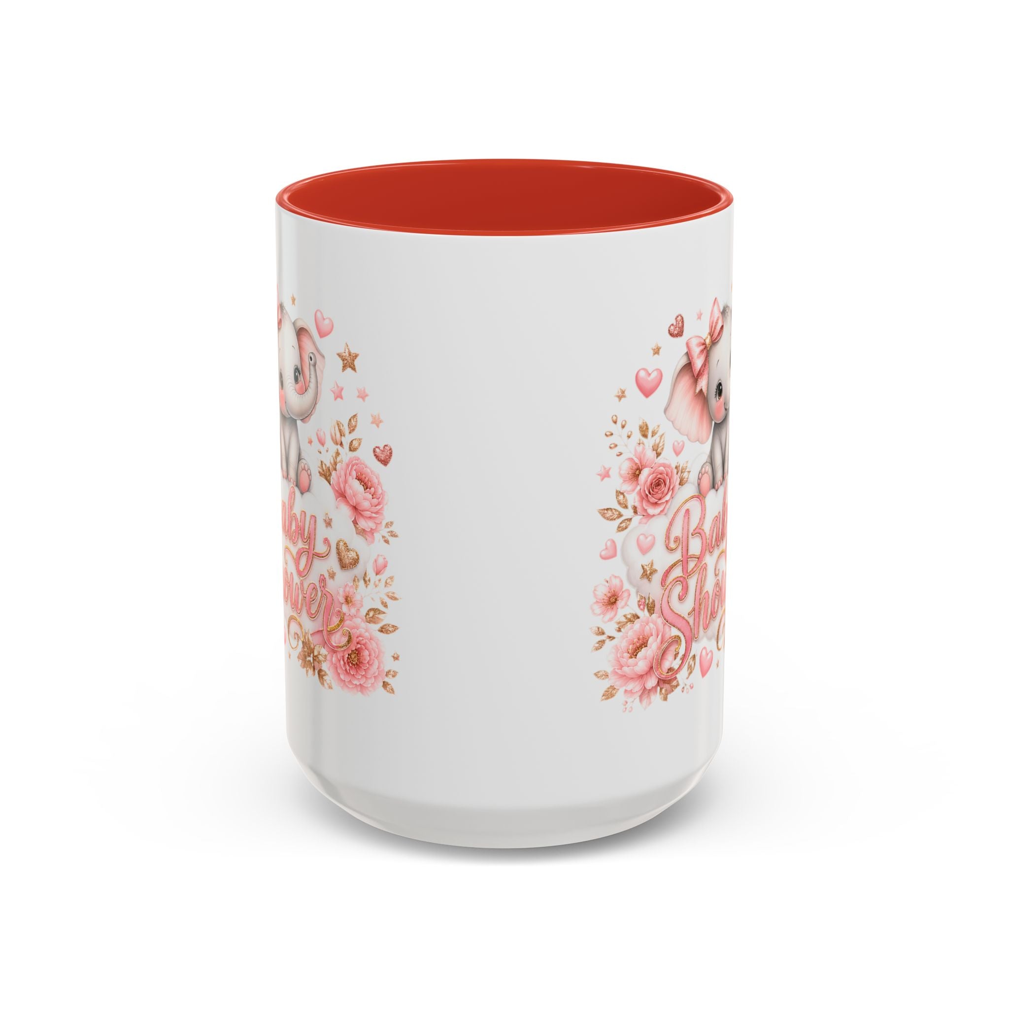 Baby Shower Coffee Mug – Cute Pink Elephant Floral 11/15oz Accent Mug