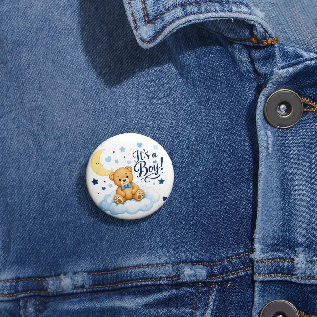 Custom Baby Announcement Pin Button - It's a Boy!