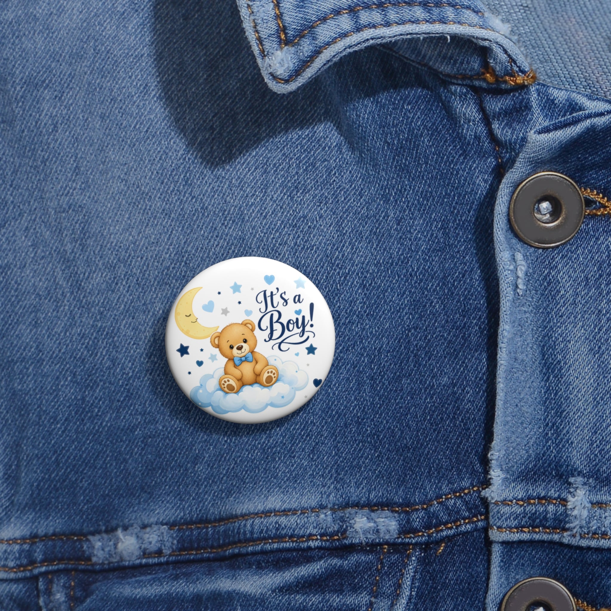 Custom Baby Announcement Pin Button - It's a Boy!