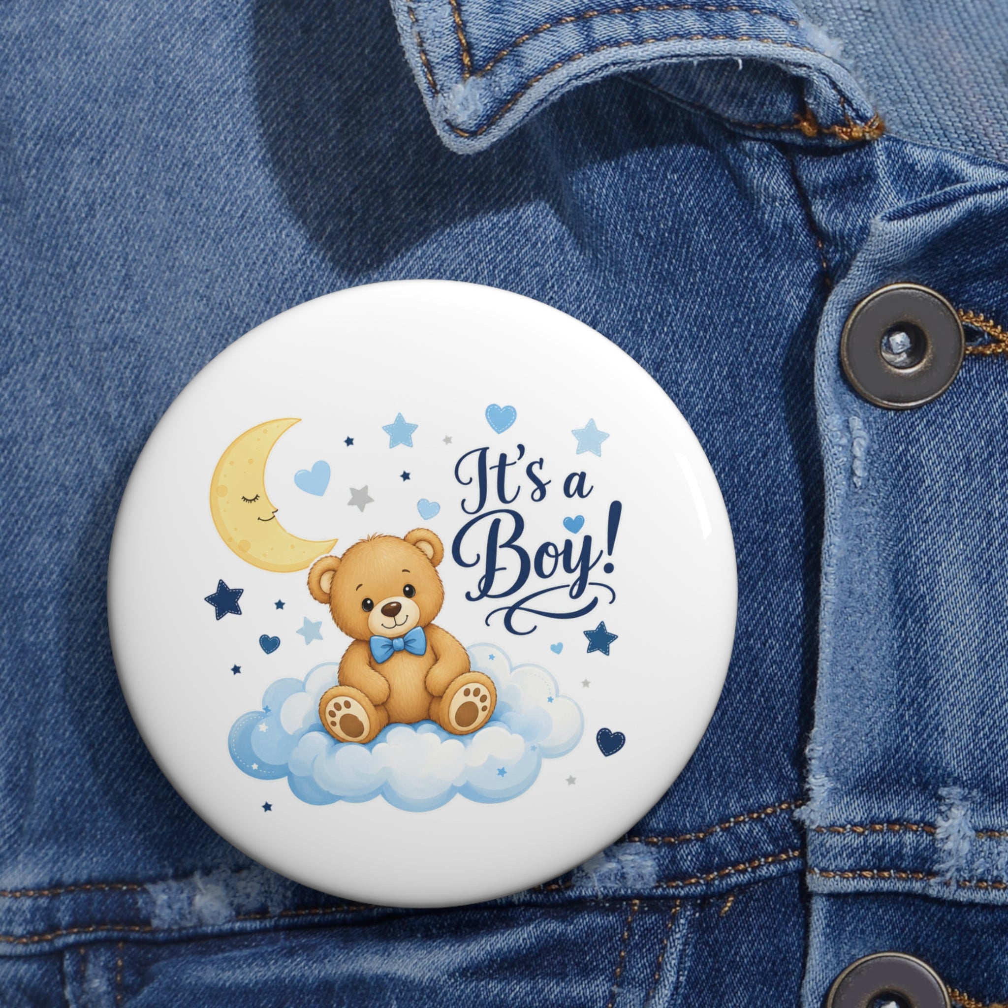 Custom Baby Announcement Pin Button - It's a Boy!