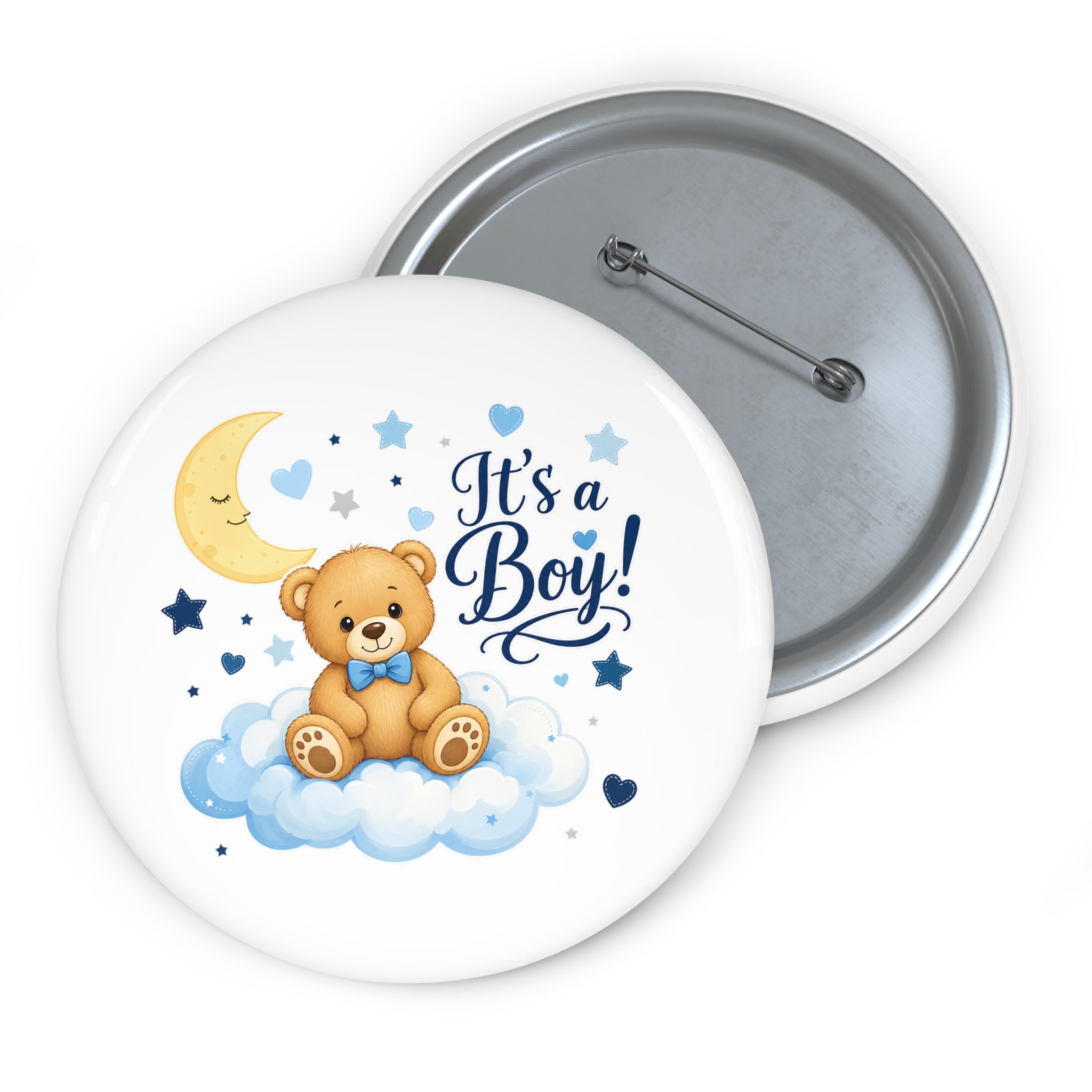 Custom Baby Announcement Pin Button - It's a Boy!