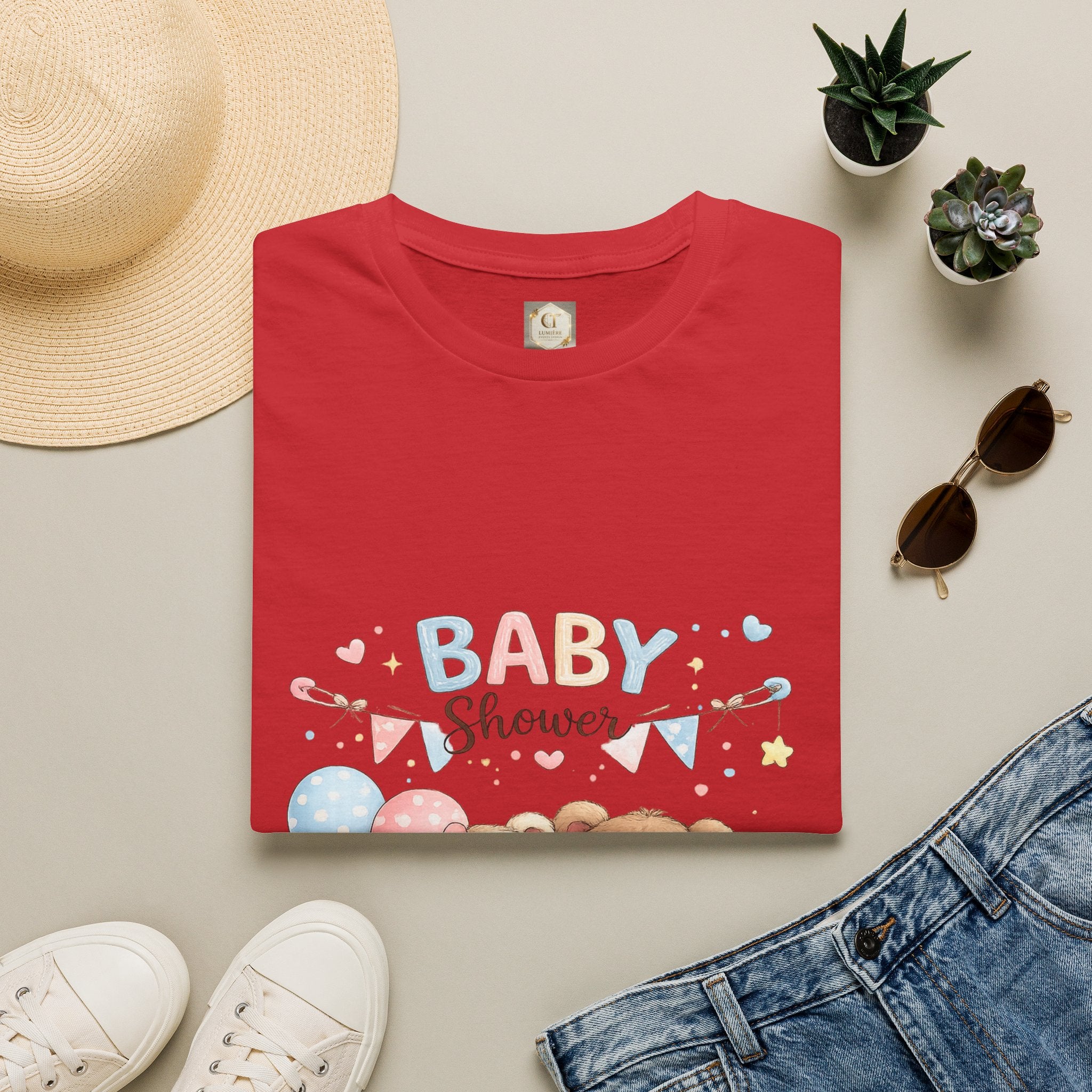 Baby Shower T-Shirt — Cute Teddy Bears & Balloons Design