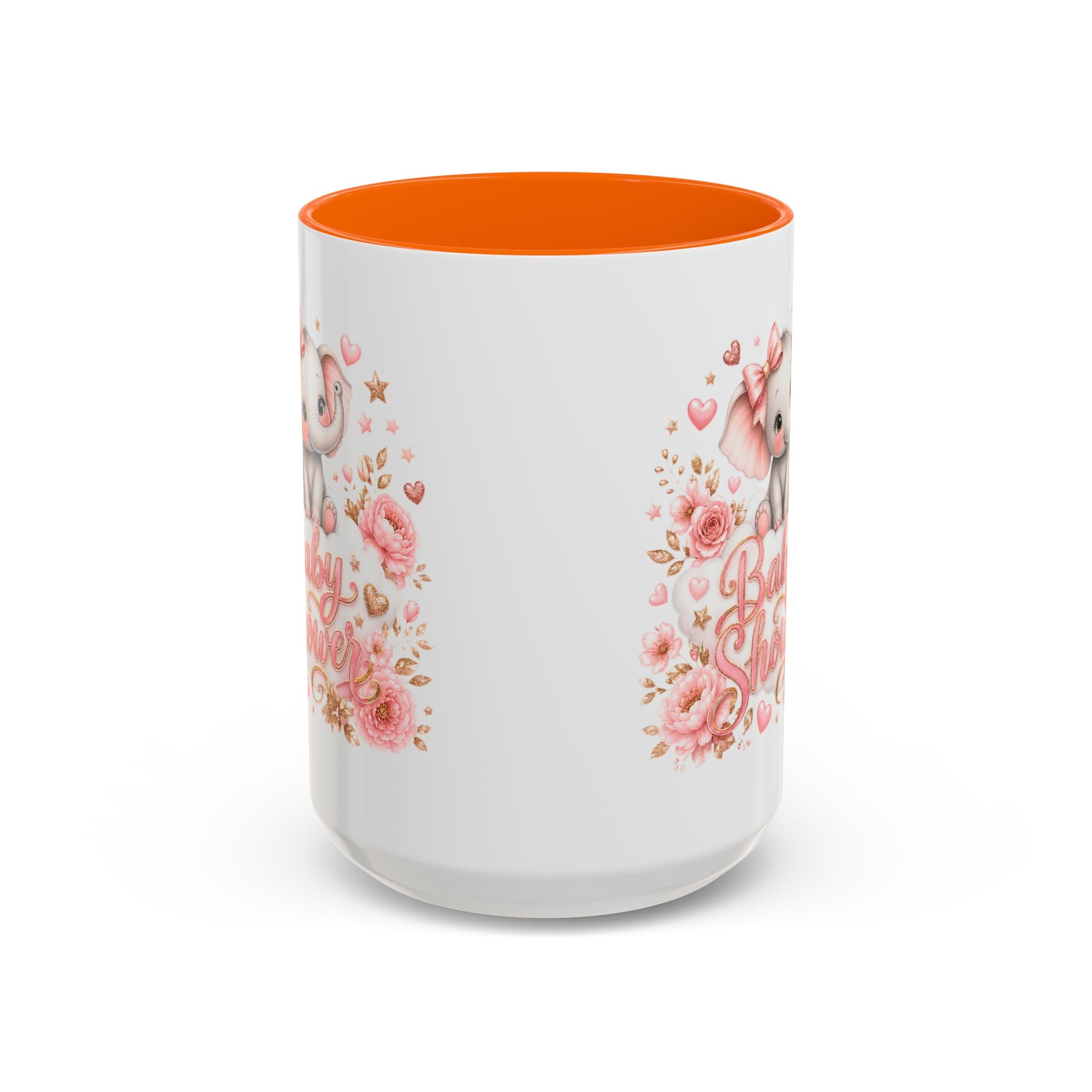 Baby Shower Coffee Mug – Cute Pink Elephant Floral 11/15oz Accent Mug